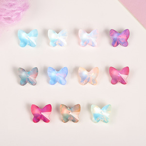 Décorations d'ongles en verre cristal papillon, autocollants en strass DIY, style dessin animé mignon, couleurs macaron - Product Image 1