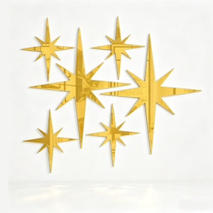 Wholesale Gold <b>Acrylic</b> <b>Mirror</b> Starburst Wall Decals Custom for Wedding Event Home Interior Wall Decoration - Product Image 1