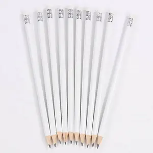 Pencil With Rubber White Round Body With Rubber Pencil Spot Hotel Custom Logo Can Be Customized HB Pencil
