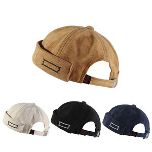 Hip Hop Street Vintage automne hiver bonnets Skullcap chapeau couleur unie sans bord casquettes <span class=keywords><strong>Chamois</strong></span> broderie Docker casquette sans visière - Product Image 1