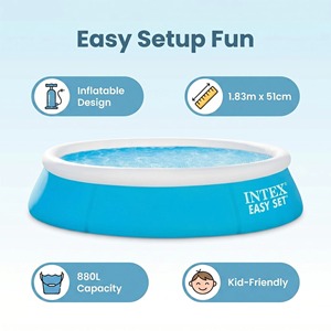 <span class=keywords><strong>Piscina</strong></span> Inflable <span class=keywords><strong>Intex</strong></span> 28101 <span class=keywords><strong>Easy</strong></span> <span class=keywords><strong>Set</strong></span> de 886L, Redonda, Familiar, Infantil, de PVC, Portátil, para Jardín, Exterior - Product Image 2