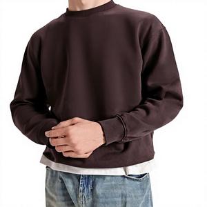 เสื้อสเวตเชิ้ตคอกลมผู้ชาย ทรงโอเวอร์ไซส์ สีพื้น ผ้าฝ้ายถัก สวมใส่สบายๆ สำหรับฤดูใบไม้ร่วง - Product Image 4