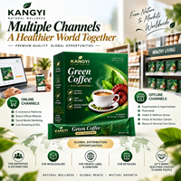 KANGYI Café Vert avec Extrait de Ganoderma, Boisson Instantanée au Café Herbal aux Champignons Reishi pour l'Énergie Quotidienne, 10 Sachets