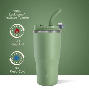 Meilleure vente Machine à glaçons de grande capacité double couche 18oz à corps droit avec tasse à café en paille - Product Image 2