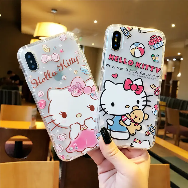 Wholesale Accessories for Apple Iphone 12 13 Pro Max Case Cute Hello Kitty Design Silicone Dust Proof Custom Protect Phone Cover