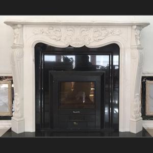 Blanco puro crema piedra Natural estilo francés victoriano arqueado Simple flor patrón Beige mármol envolvente chimeneas manto - Product Image 2