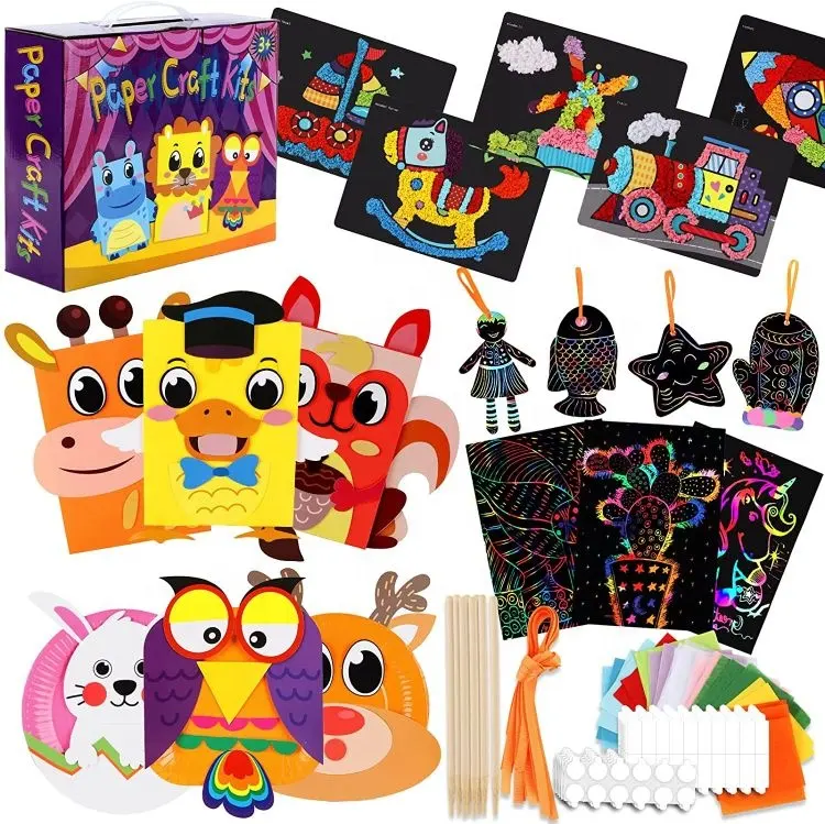 Caja de manualidades para niños pequeños, suministros de arte divertidos para juguetes creativos de pasta