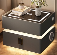 Mobilier de Chambre : Table de Chevet Moderne avec Serrure, Chargeur, et Verre Intelligent, Table d'Appoint avec Recharge Sans Fil