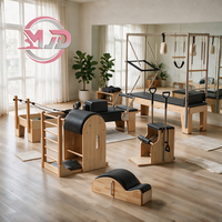 MJD M201A Cadillac Reformer Pilates Bed en Bois de Chêne pour Usage Domestique et Commercial, Entraînement de Yoga, Fitness, Musculation, Boîte en Bois