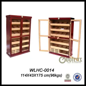 Large Capacity Double Door Storage 4000 Cigar Mahogany Wood Trays Cigar Humidor Display Cabinet