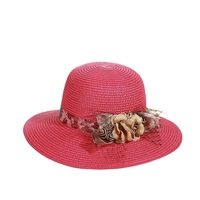 Vente en gros personnalisable élégant rétro femmes été respirant crème solaire chapeau de paille fleur artificielle plage fête chapeau de soleil
