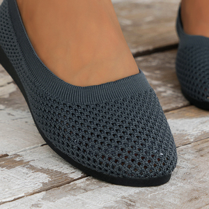 Scarpe basse di grandi dimensioni da <span class=keywords><strong>donna</strong></span> con tacco piatto morbido Sole scarpe singole da lavoro in maglia retrò scarpe basse da <span class=keywords><strong>donna</strong></span> morbide Sole un Comfort traspirante - Product Image 5