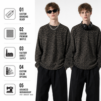Pull ras du cou oversize à manches raglan pour homme, imprimé léopard, style uni, en stock chez le fournisseur