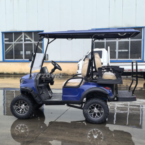 Carrito de Golf Azul Elevado para 4 Pasajeros con Asientos Acolchados, Ideal para Vacaciones y Turismo - Product Image 6