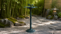 Bain d'oiseaux sur pied haut en résine, style Art Déco, anti-corrosion, écologique, à énergie solaire, résistant aux intempéries, pour extérieur, avec finition verdigris antique