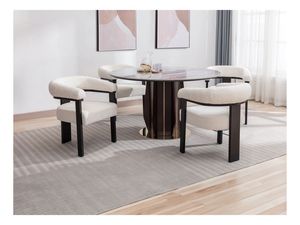 <span class=keywords><strong>Chaise</strong></span> de salle à manger en tissu bouclé <span class=keywords><strong>beige</strong></span> magnifique avec pieds en métal <span class=keywords><strong>noir</strong></span>, design ergonomique du dossier pour la maison, les salles à manger - Product Image 4