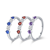 Bague de luxe en argent sterling 925 avec zircon coloré et améthyste classique pour femme, idéale pour mariage et fiançailles, vente en gros