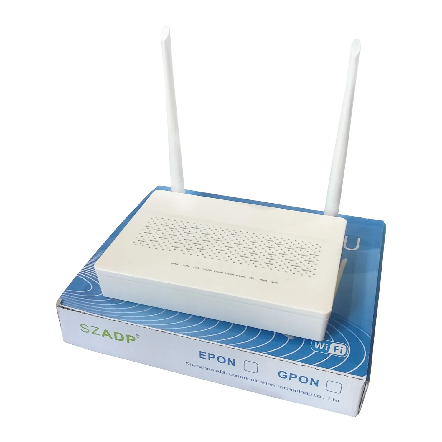 SZADP Modem Jaringan FTTX, Modem 4 Port ONU EPON 1GE + 3FE + POTS + WIFI Serat Optik Nirkabel