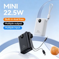 Chargeur de batterie Li-Polymère à charge rapide Type-C TDX TJ59 22.5W/18W/15W, Mini batterie externe 10000mAh/20000mAh avec câbles 2-en-1 et affichage numérique