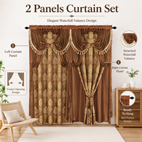 LILIANNA Rideaux occultants de luxe en jacquard avec franges cascade et passe-tringle pour salon, lot de 2