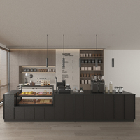 Comptoir de bar commercial moderne et simple en forme de I avec panneau composite et rangement dissimulé pour café