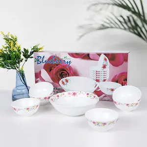 열 Resistadresses 유리 제조 업체 7pcs 다채로운 오팔 꽃 웨딩 식탁 세트 저녁 식사 세트 현대 지속