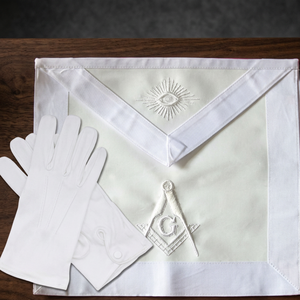 Delantal Masónico Blanco de Uniquen Enterprises con Símbolo de Ojo y Compás Bordado, Juego de Guantes Formales para Maestro Masón, Regalia MA07 - Product Image 3