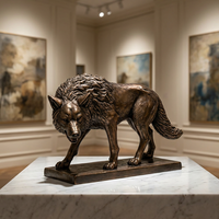 Statue de loup traqueur en bronze sur mesure - Moulage à la cire perdue sur mesure avec patine antique appliquée à la main, sculpture en bronze