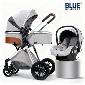 Poussette Bébé Bleue 3 en 1 avec Siège <span class=keywords><strong>Auto</strong></span> 2 en 1 Système de Voyage avec Acier Inoxydable Original Certifié EN1888 - Product Image 5