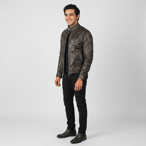 Chaqueta de Cuero de Cordero Estilo Diamante para Hombre, Modelo 2026, Chaqueta de Cuero Premium Más Vendida, Estilo Café Racer, Aspecto Vintage - Product Image 1