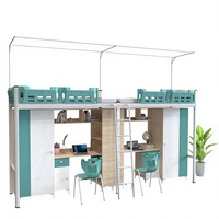 Meubles d'école modernes en métal, lit superposé avec bureau d'ordinateur et armoire, ensemble pour deux personnes