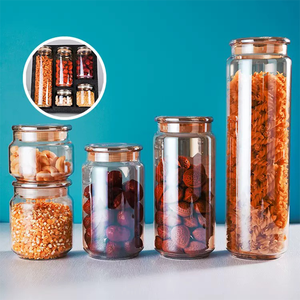 Recipiente de lujo para alimentos, frasco de vidrio ámbar hermético, frasco de vidrio colorido con tapa de vidrio para alimentos, frasco de vidrio de alta calidad para almacenamiento en la cocina. - Product Image 1