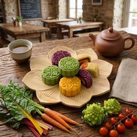 Plateau en bois en forme de lotus, plateau de service haut de gamme, assiette à fruits, plat à pâtisserie classique, bol à noix et à collations pour hôtels