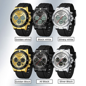 SANDA 6192 Dual‑Display Multifunctional Electronic Watch Multi‑Time Zones Luminous Sports Waterproof Silicone Strap Wristwatch - Product Image 2