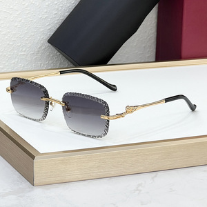 <span class=keywords><strong>Gafas</strong></span> de Sol Cuadradas sin Montura, Elegantes, para Hombre y Mujer, de Marca Famosa, con Borde en Zigzag, para Exteriores, Protección UV400 - Product Image 2