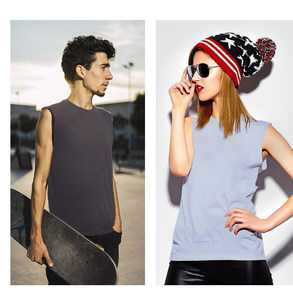Tank Top 100% katun kualitas tinggi grosir <span class=keywords><strong>Oem</strong></span> kustom cetak Logo musim panas tanpa lengan leher-o Tank top pria rompi polos - Product Image 2