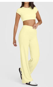 Celana <span class=keywords><strong>Yoga</strong></span> wanita, celana <span class=keywords><strong>Yoga</strong></span> pinggang tinggi, Legging olahraga pelangsing longgar, pakaian kebugaran luar ruangan polos lintas batas, celana <span class=keywords><strong>Yoga</strong></span> musim panas untuk wanita - Product Image 3