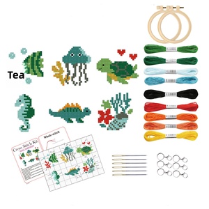 Kit de Bordado para Principiantes de la Marca XIXI, 6 Piezas, con Instrucciones, Diseño de Animales Adorables, para Adultos, Mini Punto de Cruz, Material de Poliéster - Product Image 1