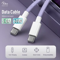 Cable Trenzado de Nailon USB Tipo C Dual Konfulon 2026, 60W 30W 65W, Carga Rápida, Tendencia al por Mayor para Transmisión de Datos y Sincronización de Computadoras