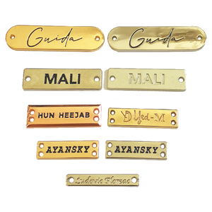 Logo personnalisé en métal personnalisé étiquette marquage à chaud gravure creuse ronde émail rouge couleur a m on avec <span class=keywords><strong>lin</strong></span> pour <span class=keywords><strong>Abaya</strong></span> vêtements canapé - Product Image 5