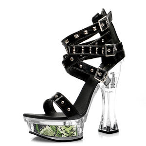 Sandales de danseuse exotique unisexe grande taille pour femme, style romain, <span class=keywords><strong>à</strong></span> brides <span class=keywords><strong>spaghetti</strong></span>, transparentes, imperméables, <span class=keywords><strong>à</strong></span> plateforme - Product Image 2