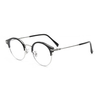 Lunettes anti-lumière bleue rondes pour femmes MS 9238, monture polie avec branches métalliques élégantes et minimalistes, haute qualité
