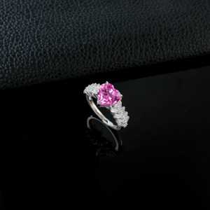 Anillo de Plata de Ley S925 con Zafiro Padparadscha Creado en Laboratorio - Product Image 5
