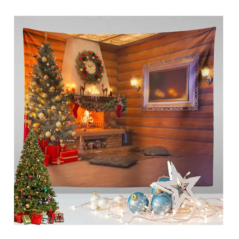 クリスマスタペストリープリント織り生地背景布Ins壁布タペストリークリスマス壁掛けカーペット