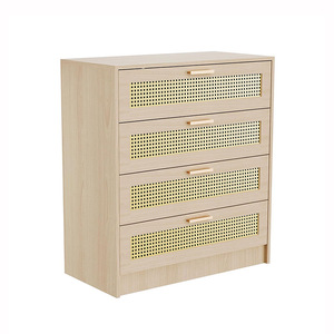 Cómoda <span class=keywords><strong>cajonera</strong></span> contemporánea de lujo moderna, muebles de madera con panel de ratán cómodo para el hogar, apartamento, dormitorio, sala de estar, Hotel - Product Image 4