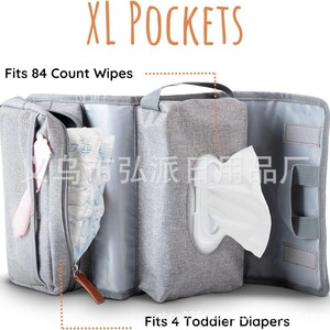 Sac à couches pour bébé, grand sac en toile portable à suspendre, pour les besoins quotidiens de la maison et les voyages, adapté aux bébés de 0 à 12 mois - Product Image 3