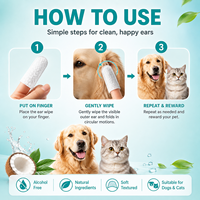 Lingettes nettoyantes pour oreilles d'animaux, motif perle, logo personnalisé, vente en gros fabricant, 50 lingettes, faible MOQ pour le nettoyage des oreilles de chien