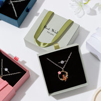 Boîte cadeau en papier de luxe avec tiroirs coulissants personnalisés, avec poignée, pour emballer des boucles d'oreilles et des bijoux, avec logo