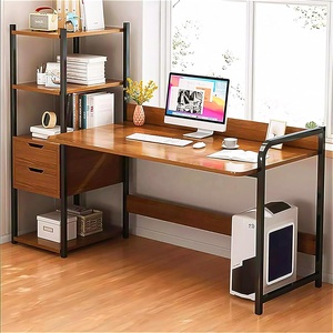 <span class=keywords><strong>Escritorio</strong></span> <span class=keywords><strong>de</strong></span> <span class=keywords><strong>Computadora</strong></span> Rectangular <span class=keywords><strong>de</strong></span> Madera <span class=keywords><strong>de</strong></span> Estilo Moderno, Modular, con 2 <span class=keywords><strong>Cajones</strong></span> y 4 Estantes, para Villa, Escalera, Oficina en Casa, Estudio - Product Image 1