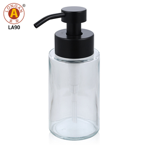 Longan vuoto ambra smerigliato bianco chiaro & nero <span class=keywords><strong>vetro</strong></span> lozione pompa sapone per le mani Dispenser per i bagni dell'hotel - Product Image 4